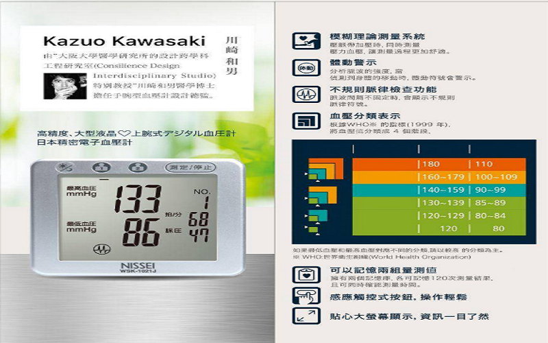 NISSEI日本精密 WSK-1021J手腕式血壓計