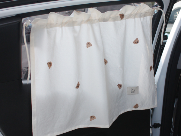 韓國製 Chezbebe 品牌刺繡小熊 車用窗簾 遮光簾
