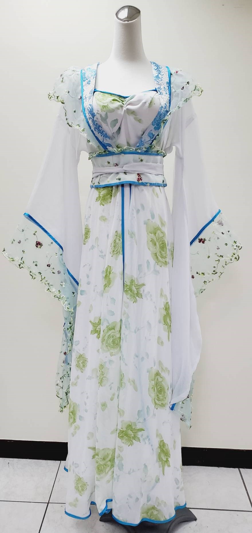 貴妃裝/白色綠花