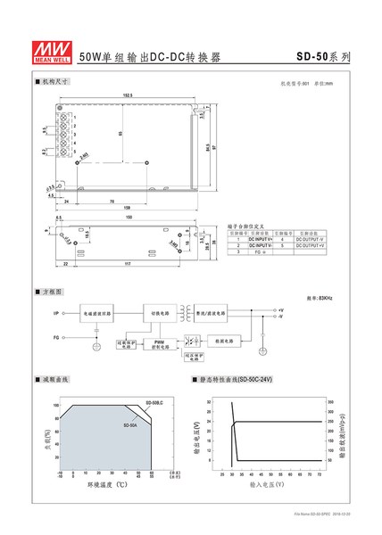 明緯MW SD-50A-12  12V/4.2A/50.4W DC-DC 電壓轉換器