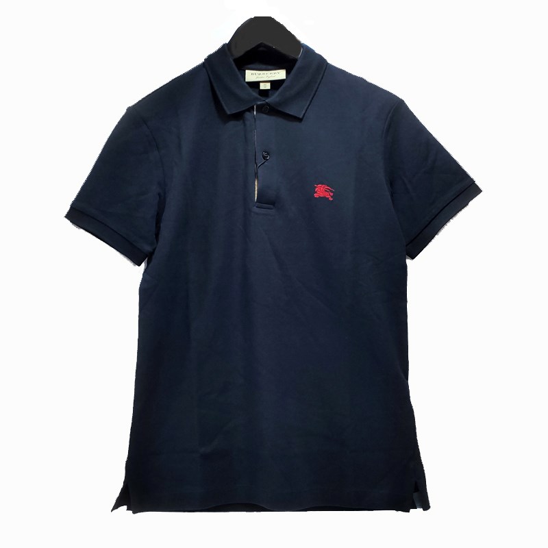 【BURBERRY 巴寶莉】8036248 素面戰馬Logo短袖Polo衫(深藍色)