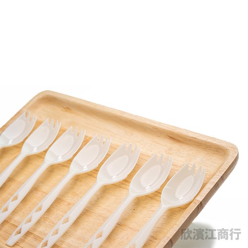 【PS】大匙叉 沙拉叉 叉勺 米黃色