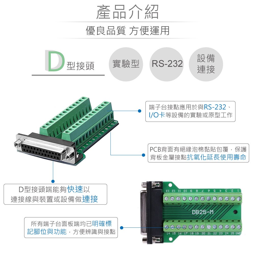 D型接頭 25P母轉端子台