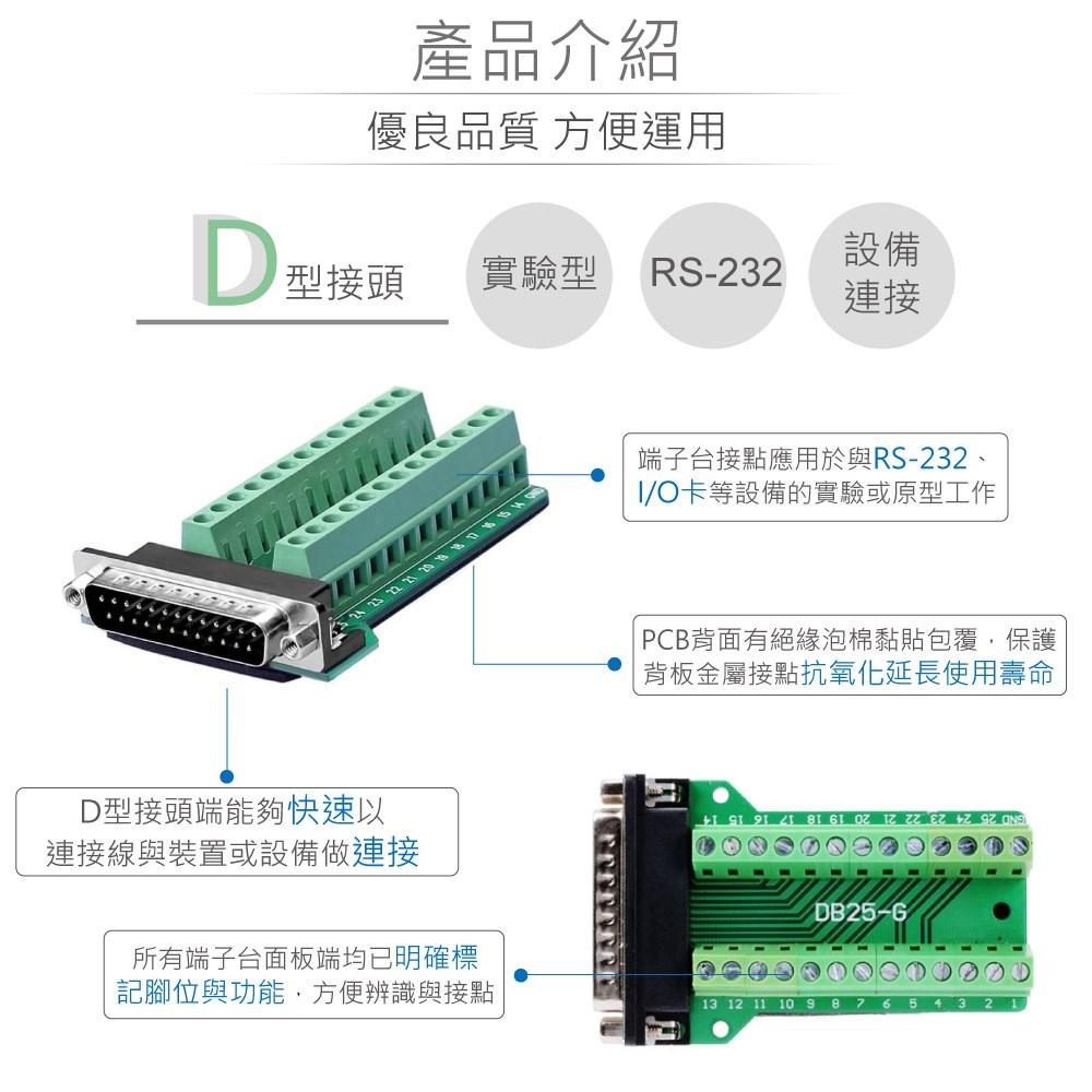 D型接頭 25P公轉端子台