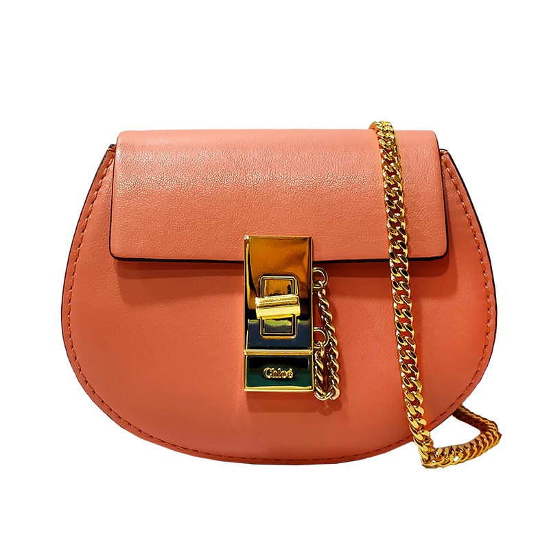 【Chloe’ 蔻依】CHC21SP100E016W1 Drew系列小羊皮迷你斜背包/腰包(珊瑚粉色)