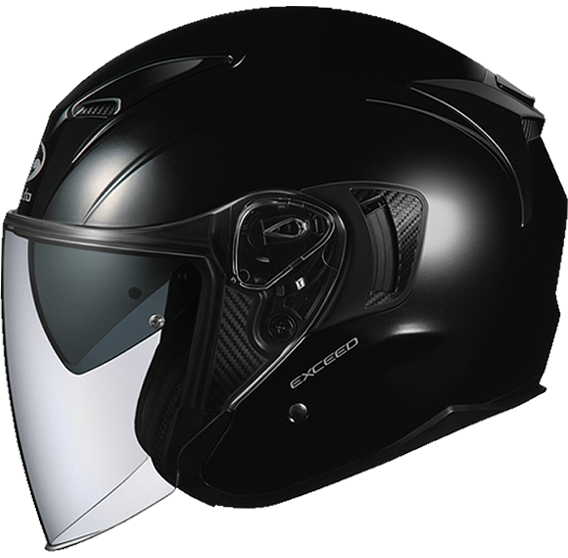 OGK KABUTO EXCEED 素色 亮黑 3/4罩 安全帽 內置墨片 半罩