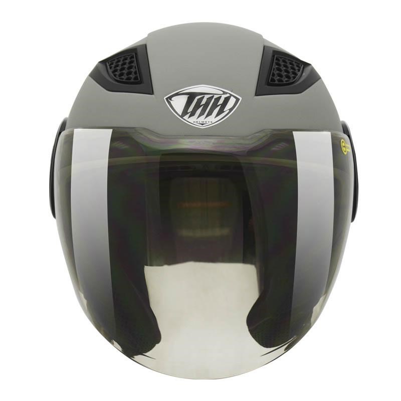 《遠古騎士》THH T318S 素色 平光水泥灰 雙層鏡 內襯全可拆洗 半罩安全帽