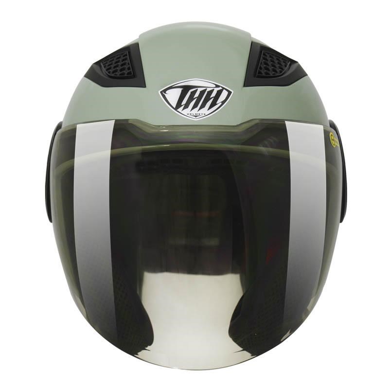 《遠古騎士》THH T318S 素色 秋瑟綠 雙層鏡 內襯全可拆洗 半罩安全帽