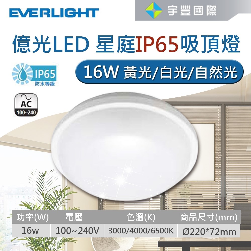 【宇豐國際】含稅 億光LED 10W/16W/22W 星庭 IP65 LED防水吸頂燈 浴室燈 陽台燈 走廊走道燈 全電壓