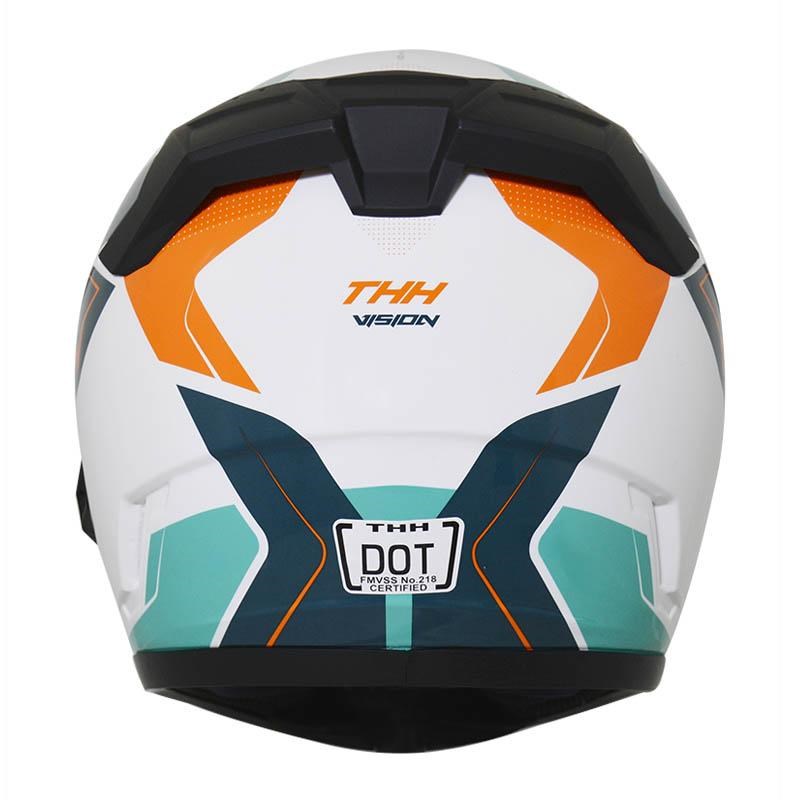 《遠古騎士》THH TS-80N VISION 白/綠藍 透氣 內墨鏡 全拆洗 輕量 全罩 安全帽 雙D扣