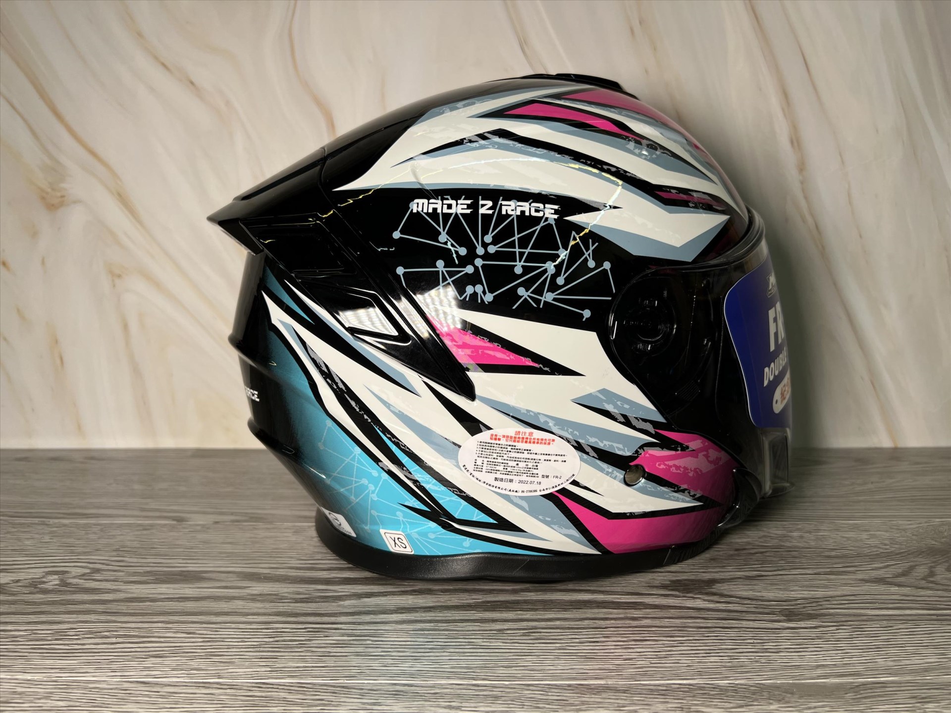 《遠古騎士》M2R FR-2 FR2 #18 紀念版 亮面黑/桃紅 內藏墨鏡 半罩安全帽