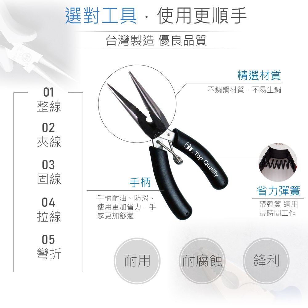 4 1/2"迷你不銹鋼長嘴鉗 MP-105