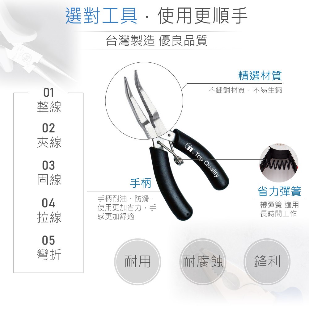 4 1/2"迷你不銹鋼彎嘴鉗 MP-106