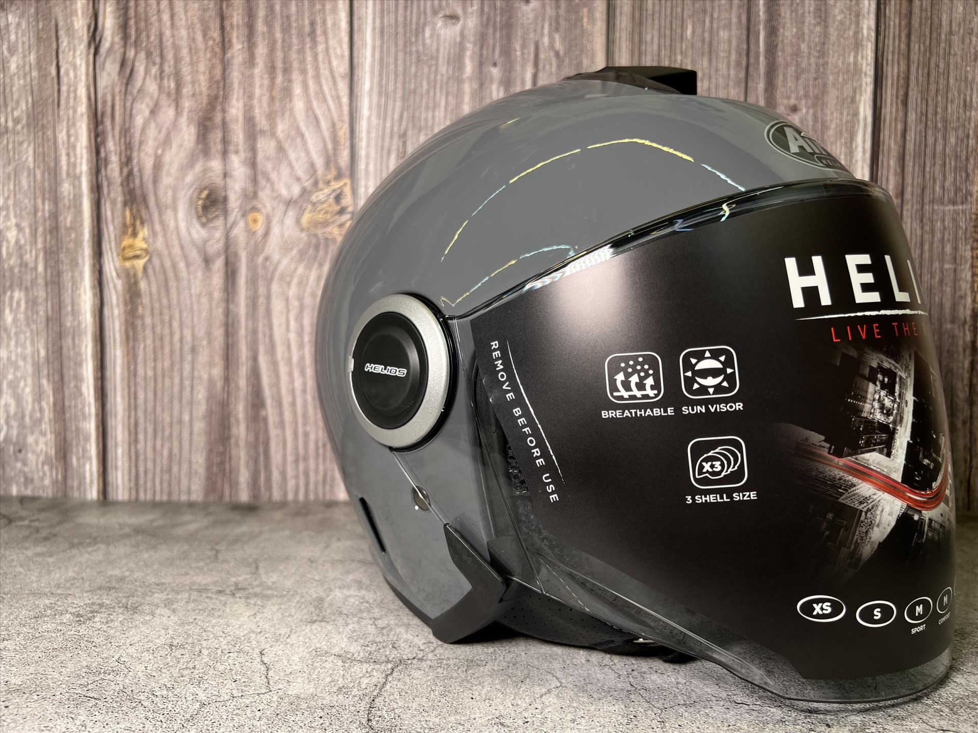 《遠古騎士》AIROH 義大利 HELIOS 素色款 水泥灰 半罩 排齒扣 雙鏡片安全帽 海力奧斯