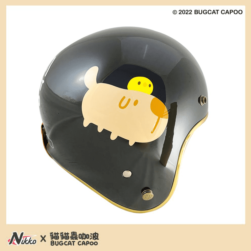 《遠古騎士》NIKKO N-401 美式復古安全帽 咖波 亮黑 金色邊條 皮革內裡 復古帽 安全帽