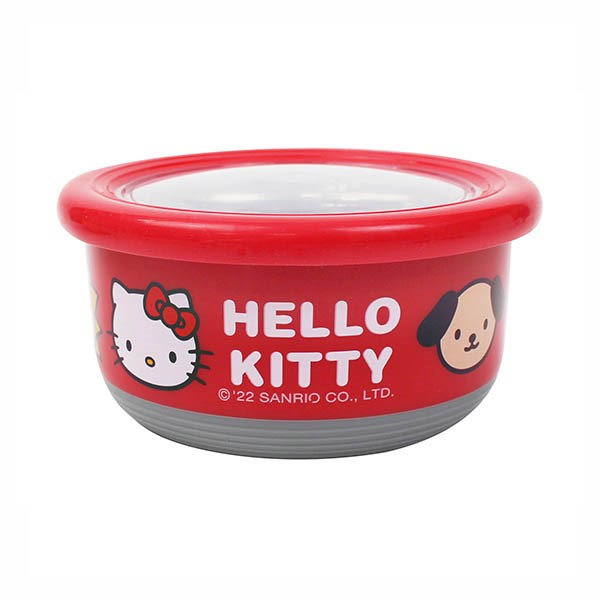 【敦景】KITTY&布丁狗 不鏽鋼圓形保鮮餐碗-大