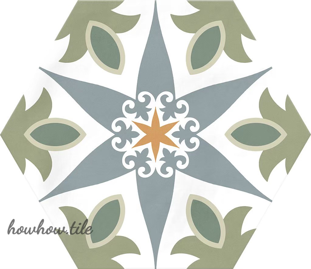 西班牙 哈瓦納混搭六角花磚兩色系 (15*17.3cm) AD62