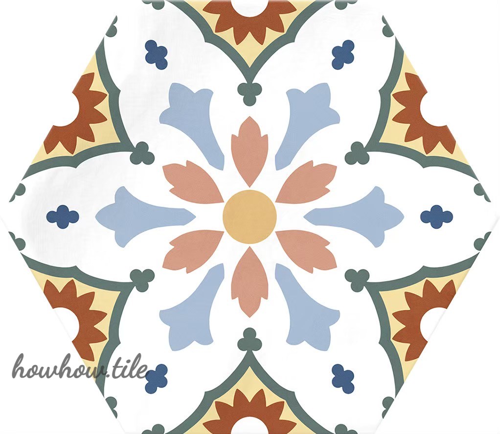 西班牙 哈瓦納混搭六角花磚兩色系 (15*17.3cm) AD62