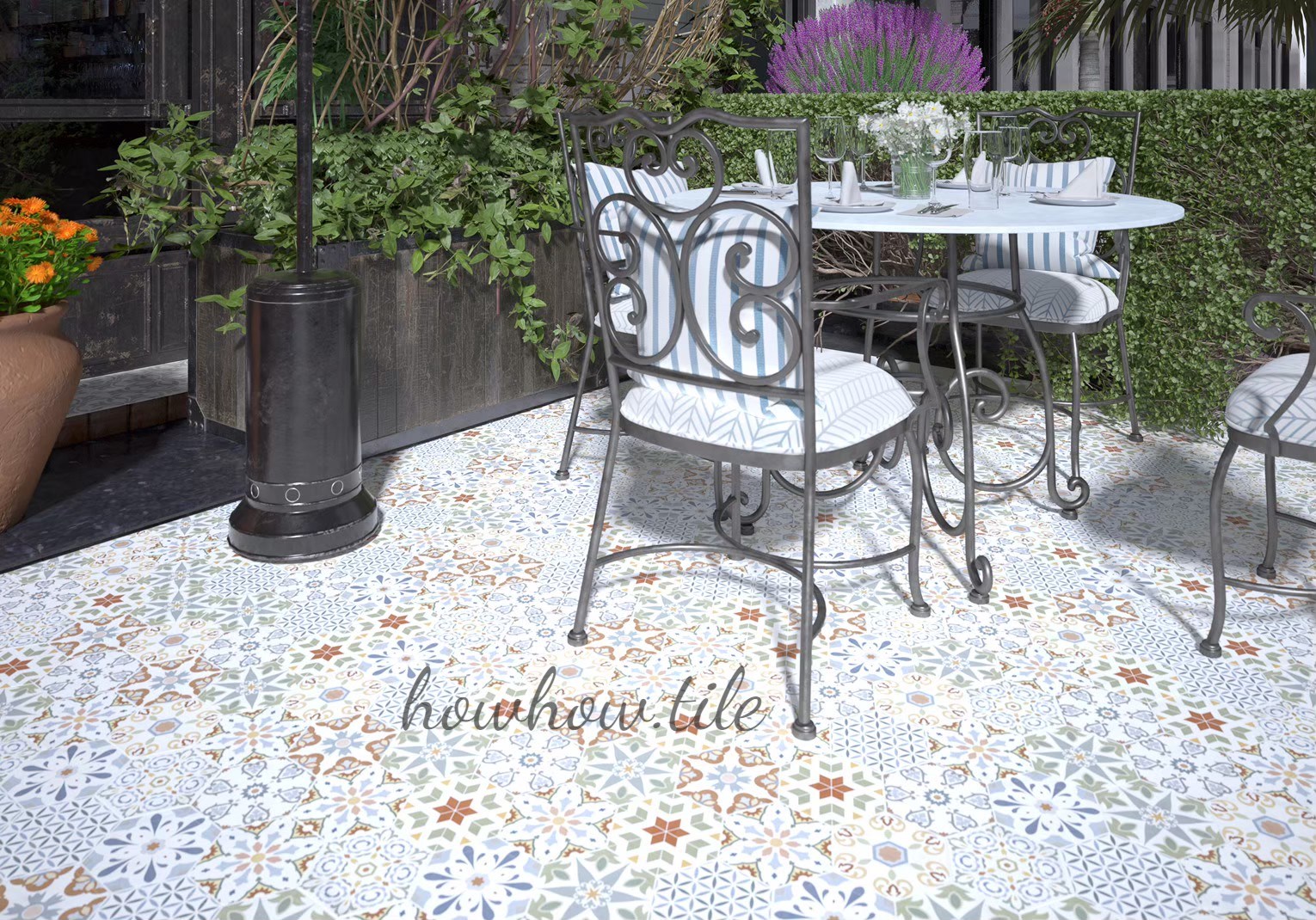 西班牙 哈瓦納混搭六角花磚兩色系 (15*17.3cm) AD62