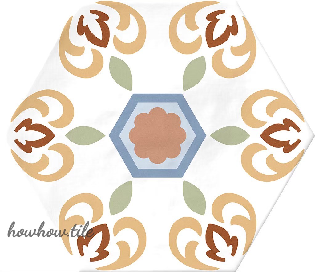 西班牙 哈瓦納混搭六角花磚兩色系 (15*17.3cm) AD62