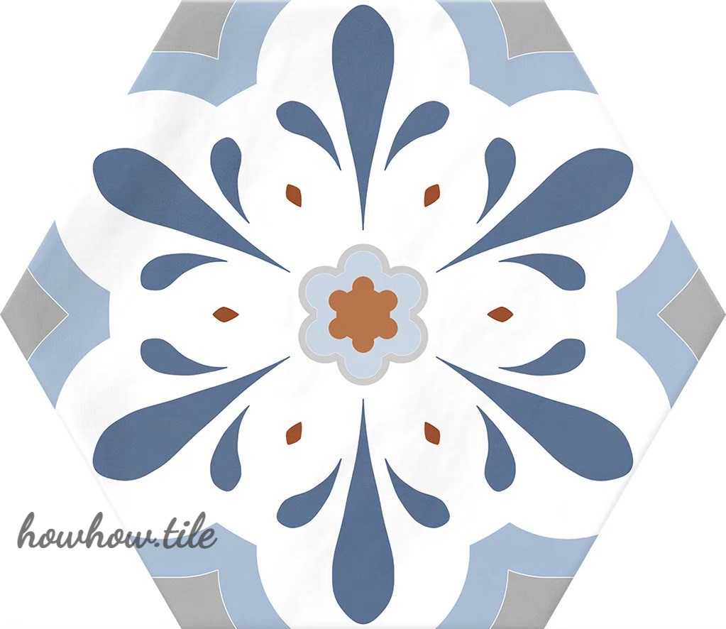 西班牙 哈瓦納混搭六角花磚兩色系 (15*17.3cm) AD62