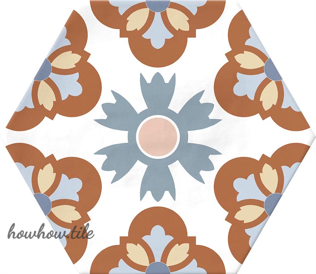 西班牙 哈瓦納混搭六角花磚兩色系 (15*17.3cm) AD62