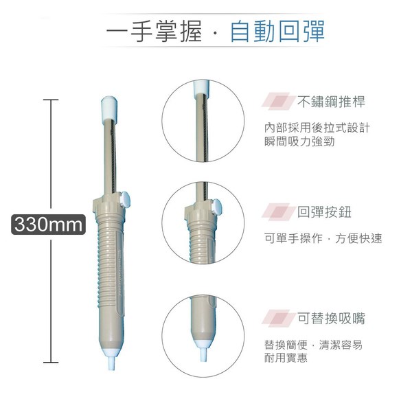 日本Goot 手持式 長柄 塑製 吸錫器 吸錫槍 GS-100