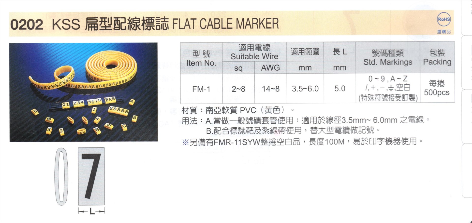 OC型配線標誌  FM-1  0~9(各10pcs)
