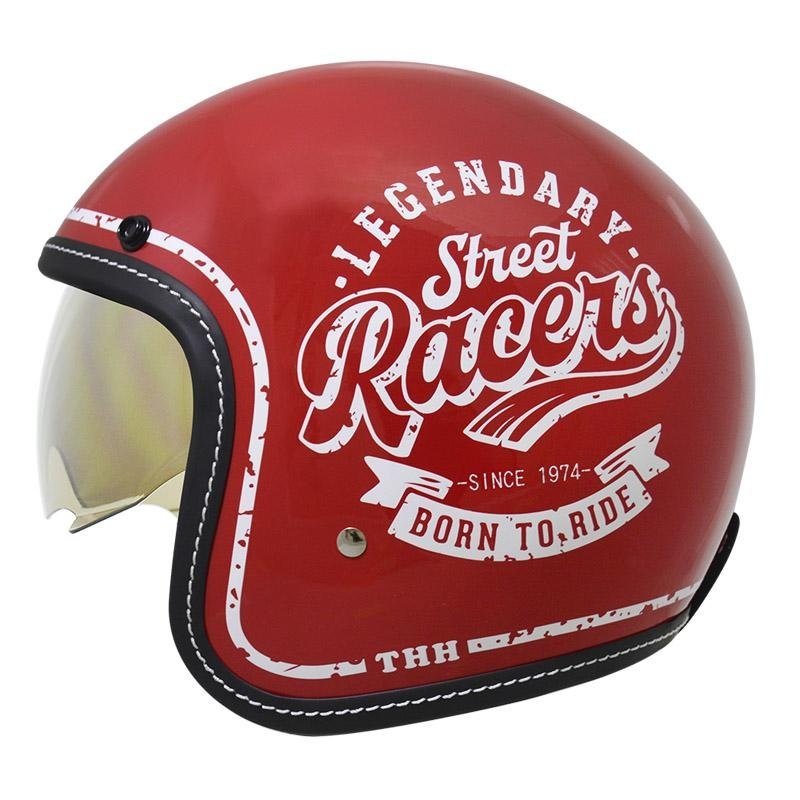 《遠古騎士》THH T-383A Racers 紅色 內墨鏡 復古帽 四分之三帽 安全帽