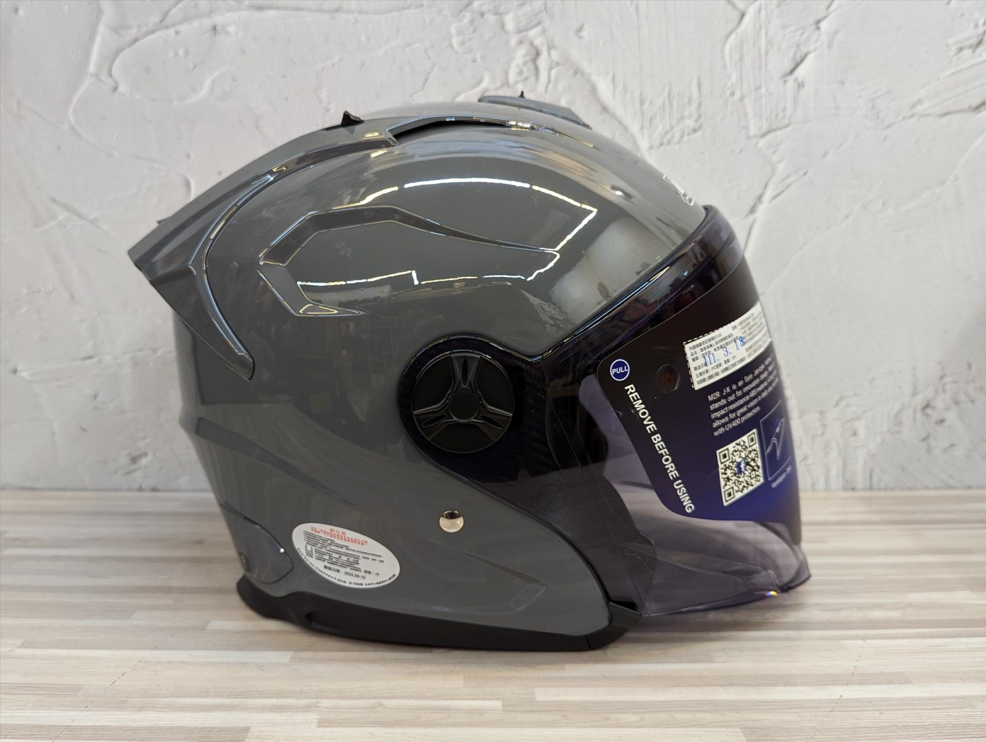 《遠古騎士》M2R J-X 素色款 水泥灰 內襯可拆 半罩安全帽