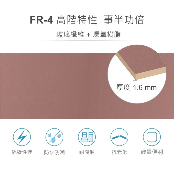 無孔銅箔FRP電路板 100 x 100 mm 玻璃纖維雙面銅箔 厚度 1.6 mm