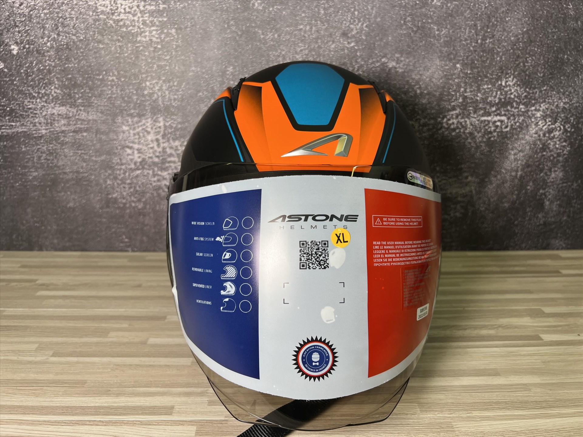《遠古騎士》ASTONE RST AQ9 平光黑橘 輕量四分之三 內墨鏡 半罩 安全帽