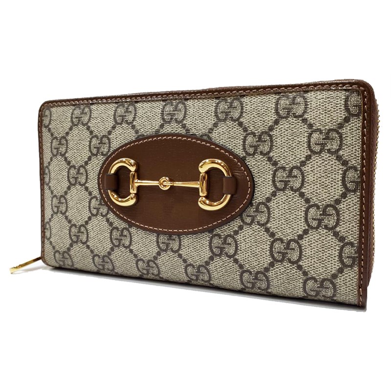   【GUCCI 古馳】621889 經典Horsebit 1955 馬銜扣拉鍊長夾(棕色)