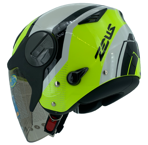 《遠古騎士》瑞獅 ZEUS 612A AD9 螢光黃黑 半罩安全帽 內襯全可拆