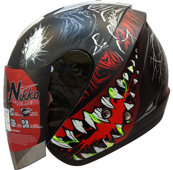 《遠古騎士》Nikko N557 N-557 大罪暴食 消光黑紅 半罩式 內墨鏡 安全帽