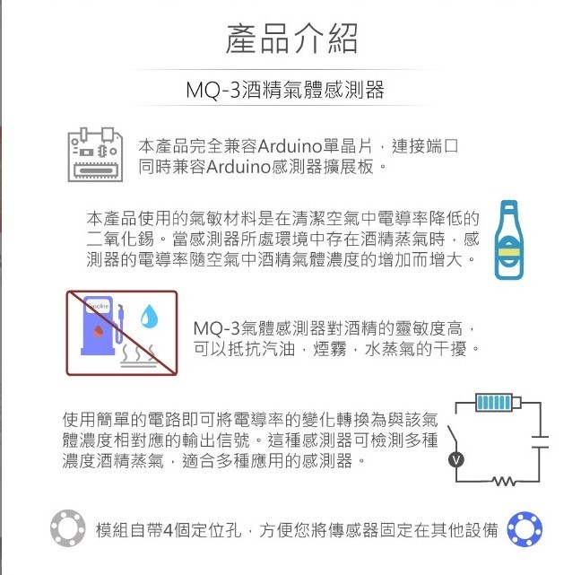 MQ-3酒精氣體感測器
