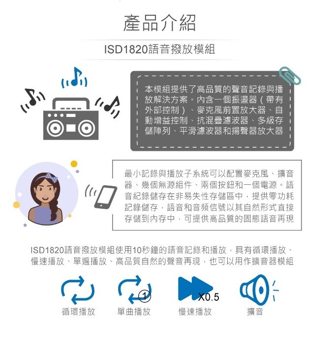 ISD1820語音撥放模組 
