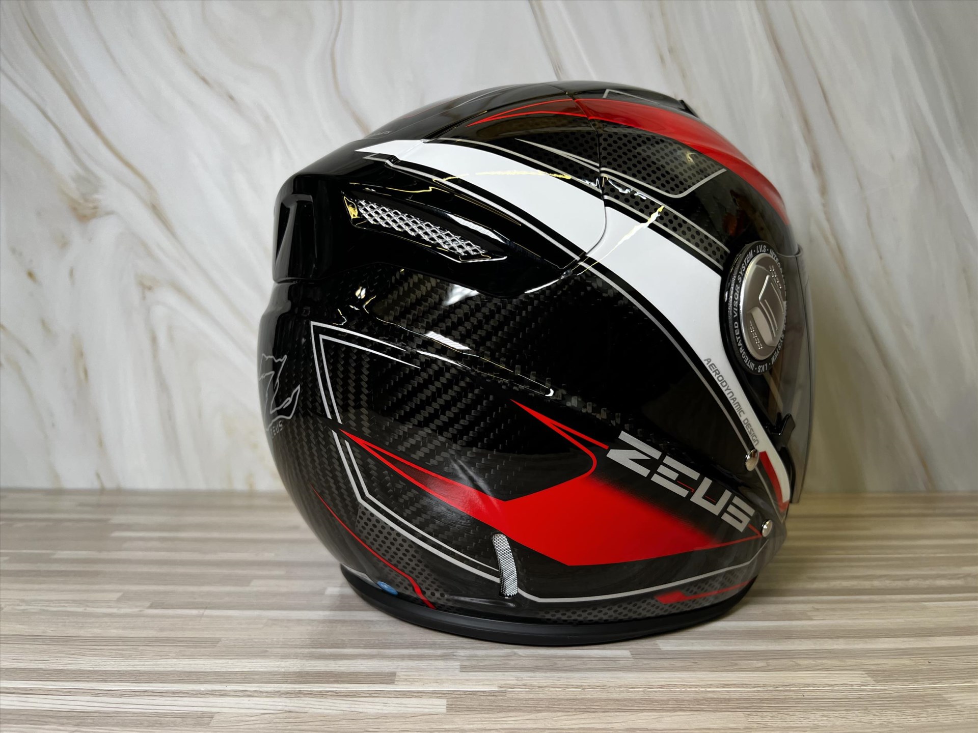 《遠古騎士》瑞獅 ZEUS 625 FF25 透明碳纖維/紅 輕量化 半罩 安全帽