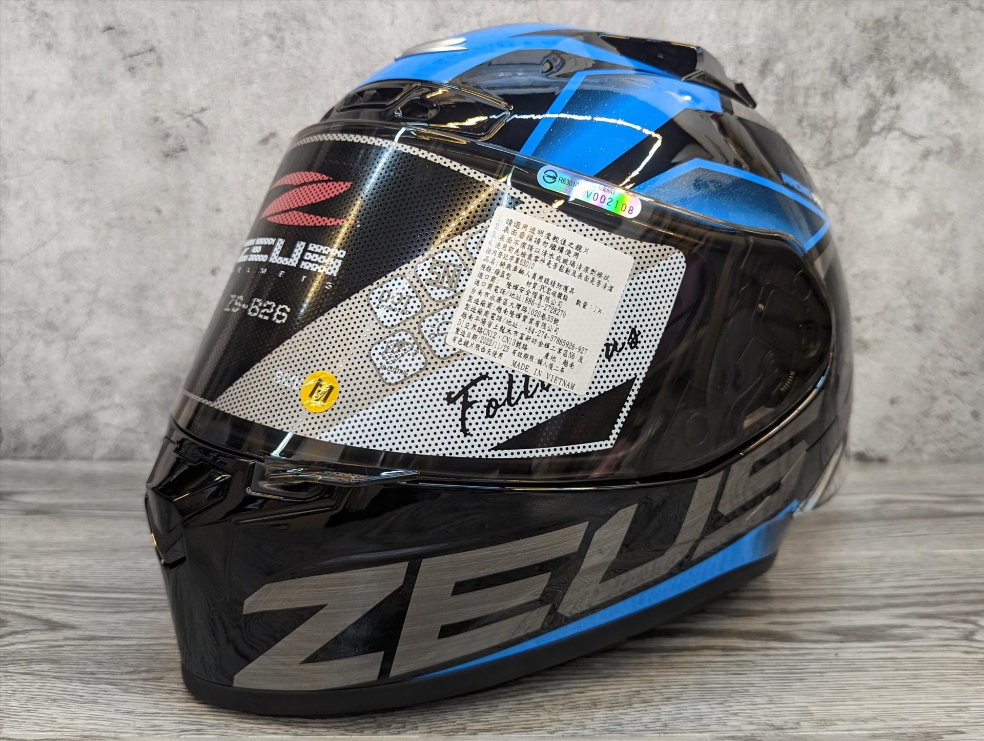 《遠古騎士》瑞獅 ZEUS 826 BK3 黑藍 全罩安全帽 大鴨尾導流雙D釦尾翼