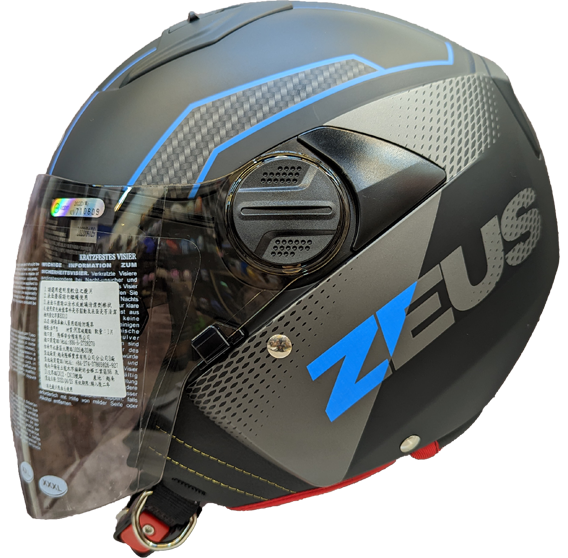 《遠古騎士》瑞獅 ZEUS 213 AX6 消光黑/藍 半罩安全帽 內襯全可拆 ZS213