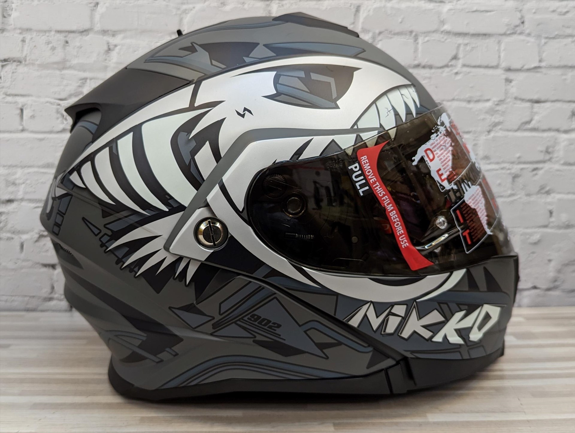 《遠古騎士》Nikko N-902II #12 骨艦骸魚 鐵黑銀 汽水帽 可樂帽 可掀式 全罩安全帽