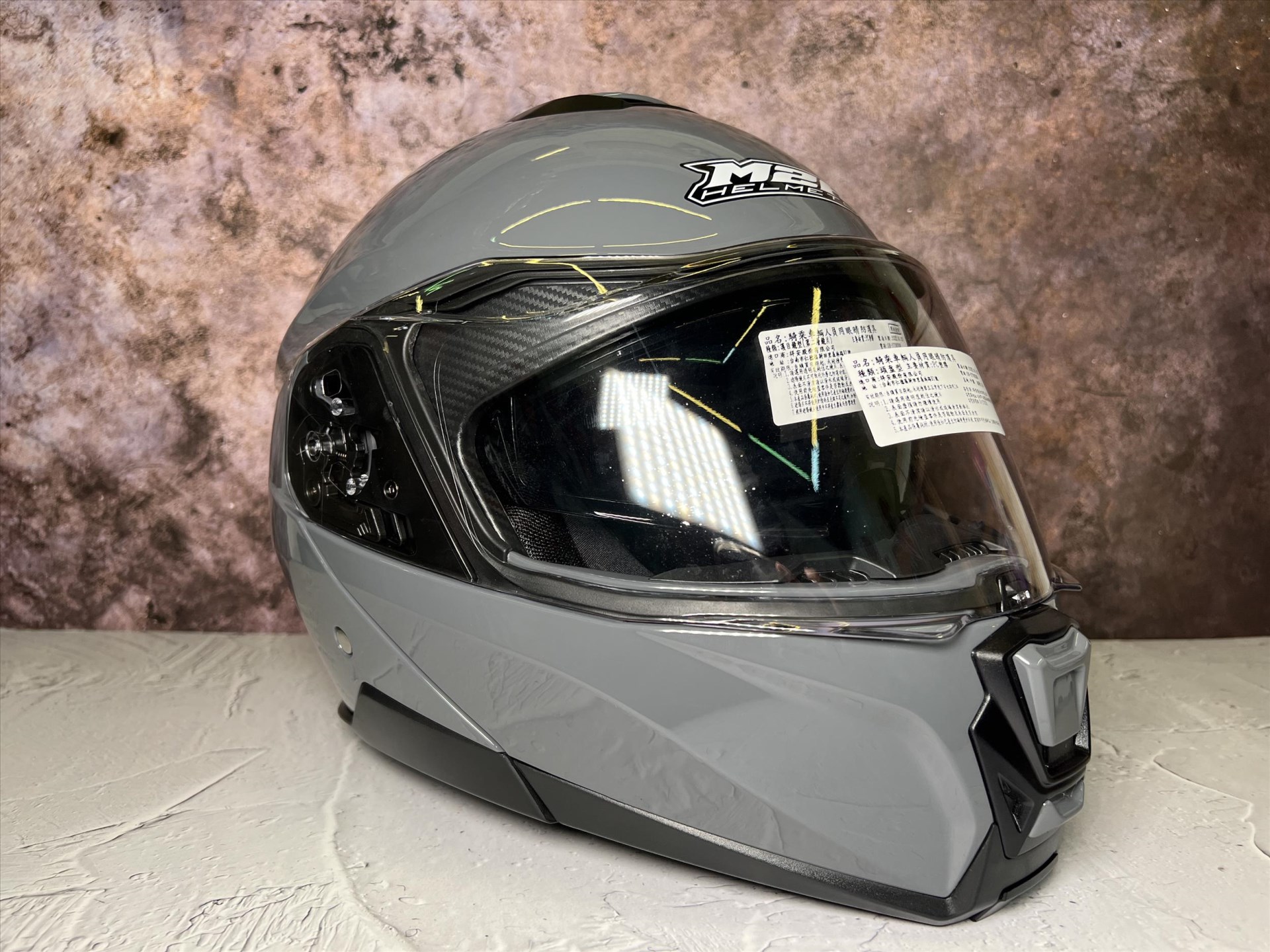 《遠古騎士》M2R OX-3 素色款 水泥灰 內藏鏡片 可樂帽 預留耳機位 安全帽