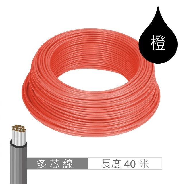 多芯線 橙 AWG24 40米 耐溫 80℃ 11芯 / 0.1mm