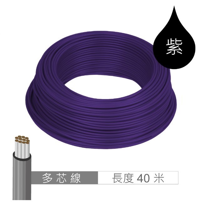 多芯線 紫 AWG24 40米 耐溫 80℃ 11芯 / 0.1mm