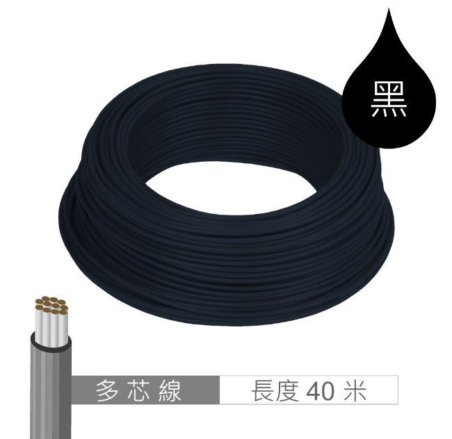 多芯線 黑 AWG24 40米 耐溫 80℃ 11芯 / 0.1mm