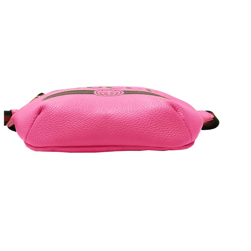 【GUCCI 古馳】527792 復古風格的圖案小牛皮綠紅綠織帶腰包/斜背包(80CM)
