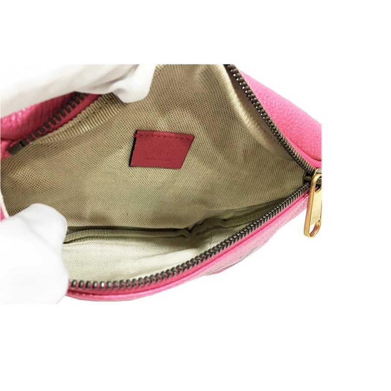 【GUCCI 古馳】527792 復古風格的圖案小牛皮綠紅綠織帶腰包/斜背包 (90CM)