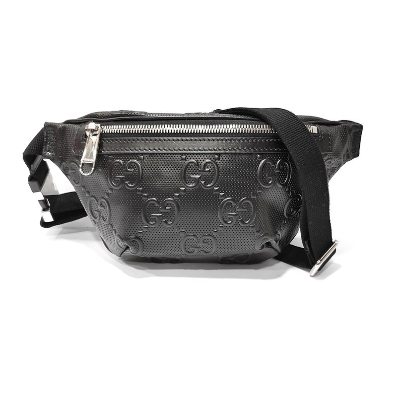 【GUCCI 古馳】658582 經典GG LOGO浮雕皮革中性款腰包/胸包 (黑色80CM)