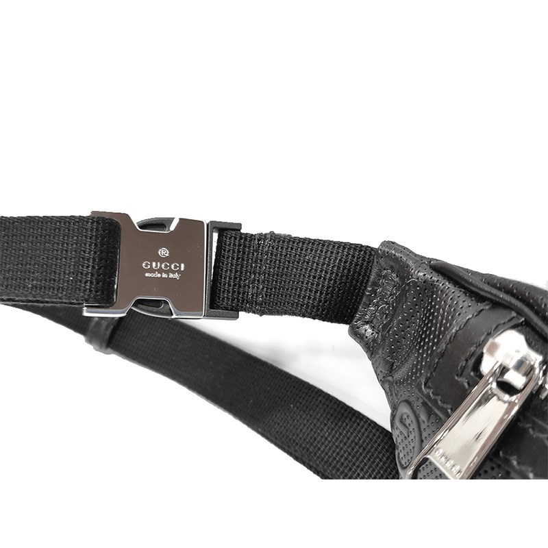 【GUCCI 古馳】658582 經典GG LOGO浮雕皮革中性款腰包/胸包 (黑色80CM)