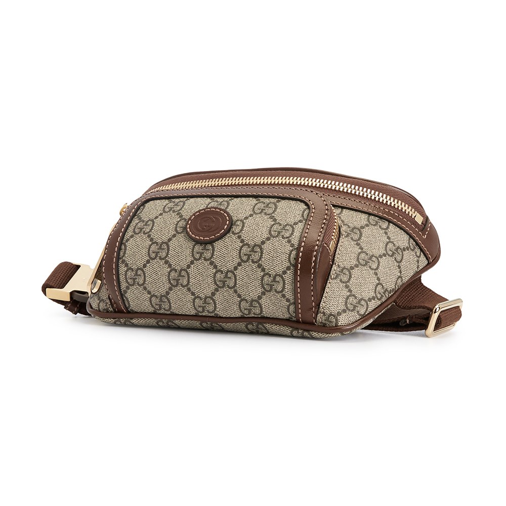 【GUCCI 古馳】682933新款Retro系列GG Supreme帆布胸腰包 (棕色90CM)
